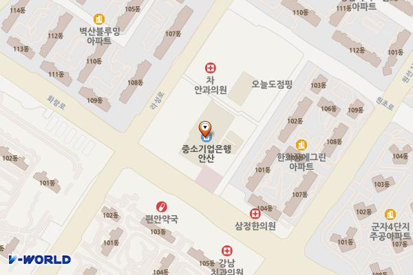 안산라성호텔 위치 지도 — 경기도 안산시 단원구 화랑로 107