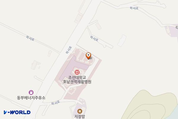 조선대학교 호남권역재활병원 위치 지도 — 전남광주통합특별시 북구 하서로 590