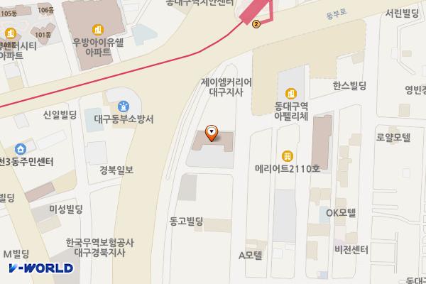 대구부띠끄시티오피스텔 위치 지도 — 대구광역시 동구 동부로22길 14