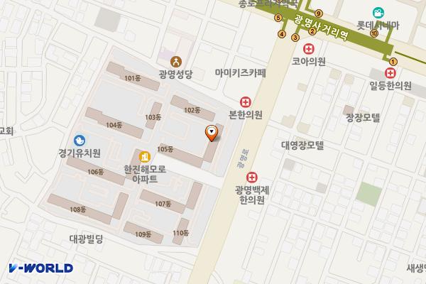 광명한진타운 상가 위치 지도 — 경기도 광명시 광명로 877