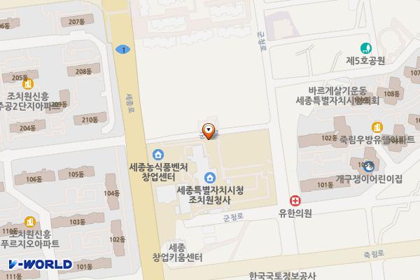 세종연구소_모니트 위치 지도 — 세종특별자치시 조치원읍 군청로 95