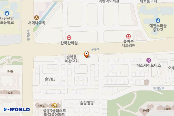 관저제1공한지무료주차장 위치 지도 — 대전광역시 서구 관저동 1550-2