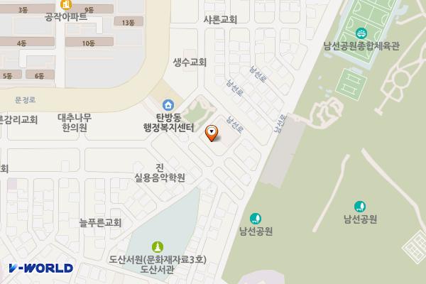 탄방제1공한지무료주차장 위치 지도 — 대전광역시 서구 탄방동 1053