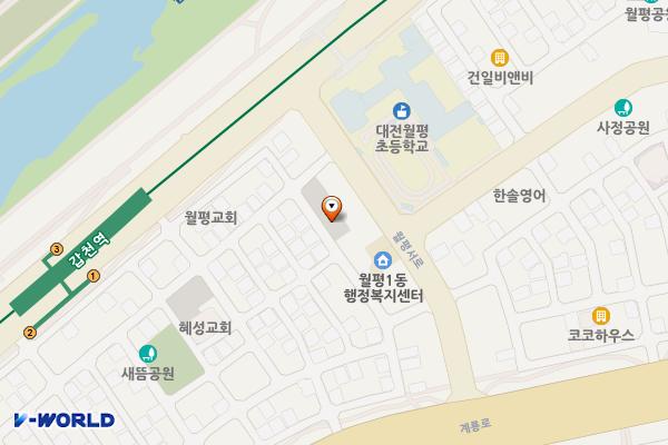 월평1동제3공영주차장 위치 지도 — 대전광역시 서구 월평동 1184