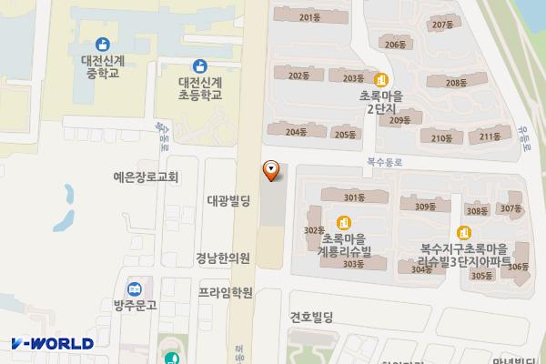 복수동제1공영주차장 위치 지도 — 대전광역시 서구 복수동 613
