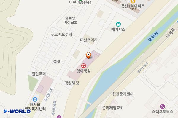 창원 청아병원 충전소 위치 지도 — 경상남도 창원시 마산회원구 내서읍 광려천서로 67