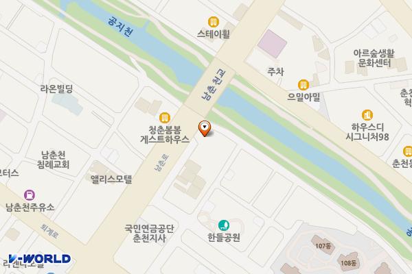 춘천 봄호텔(봄스테이) 위치 지도 — 강원특별자치도 춘천시 남춘로36번길 4