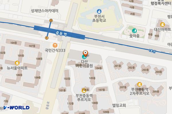 다산공원공영주차장(부천도시공사) 위치 지도 — 경기도 부천시 소사구 경인로101번길 45