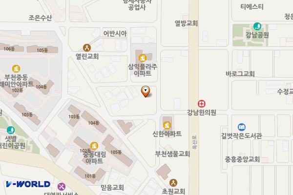 부천 강남시장공영주차장(부천도시공사) 100( 급속) 위치 지도 — 경기도 부천시 원미구 정주로14번길 27