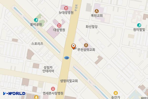 심곡시민의강제1공영주차장 전기차충전소(부천도시공사) 위치 지도 — 경기도 부천시 원미구 부흥로 399