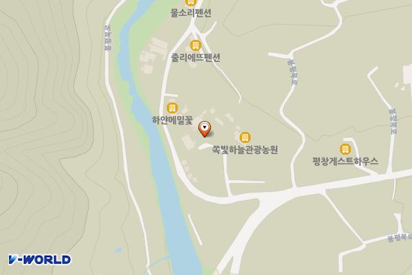 평창 쪽빛하늘관광농원 위치 지도 — 강원특별자치도 평창군 봉평면 흥정계곡길 20-5