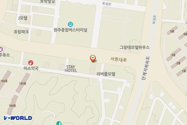 원주 메이호텔 위치 지도 — 강원특별자치도 원주시 서원대로 182