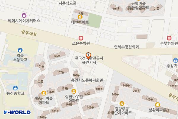 용인 한명빌딩 위치 지도 — 경기도 용인시 처인구 중부대로 1354