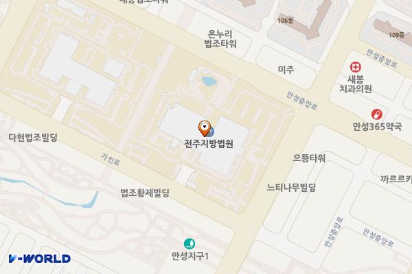 전주지방법원 위치 지도 — 전북특별자치도 전주시 덕진구 가인로 33
