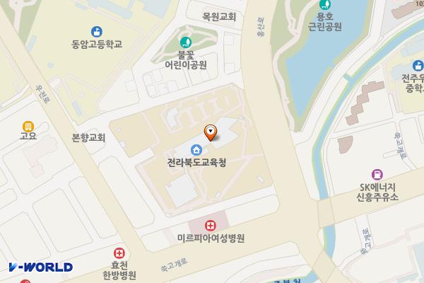 전라북도 교육청사 위치 지도 — 전북특별자치도 전주시 완산구 홍산로 111