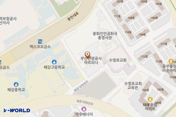부산 아르피나 위치 지도 — 부산광역시 해운대구 해운대해변로 35