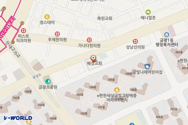성남 혜성감리교회 위치 지도 — 경기도 성남시 중원구 광명로 304