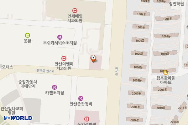 안산 메가쇼핑타운 위치 지도 — 경기도 안산시 단원구 원포공원2로 35