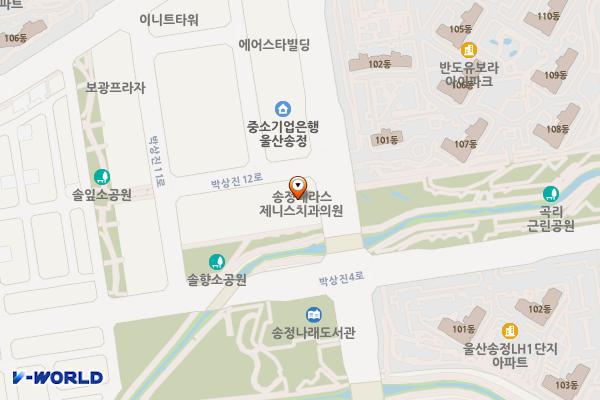 울산 송정테라스 위치 지도 — 울산광역시 북구 화산로 101