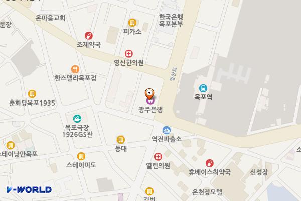 광주은행 목포지점 위치 지도 — 전남광주통합특별시 목포시 영산로 93