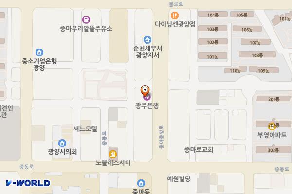 광주은행 동광양지점 위치 지도 — 전남광주통합특별시 광양시 중마중앙로 137