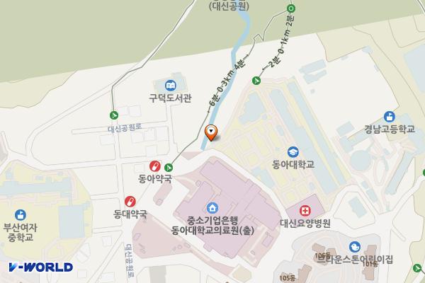 동아대학교 구덕캠퍼스 위치 지도 — 부산광역시 서구 대신공원로 32