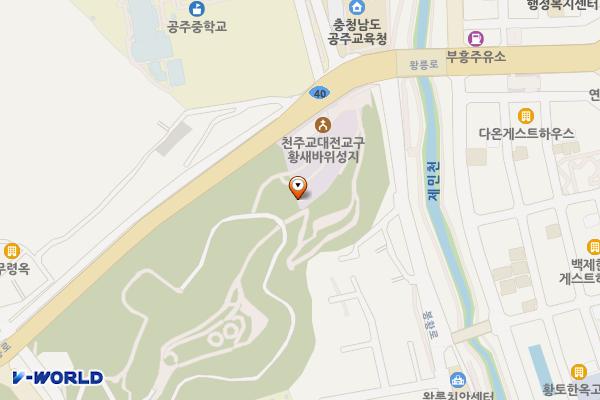 교동 황새바위성지 노상주차장 위치 지도 — 충청남도 공주시 왕릉로 118