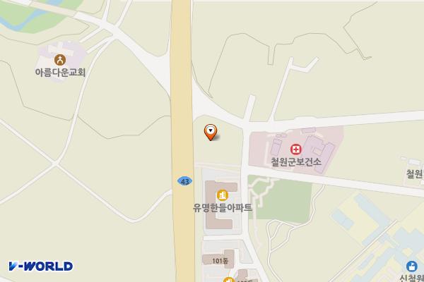 갈말 유명아파트 옆 공영주차장 위치 지도 — 강원특별자치도 철원군 갈말읍 군탄리 1268-157