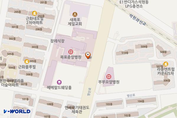 목포중앙병원 위치 지도 — 전남광주통합특별시 목포시 영산로 623