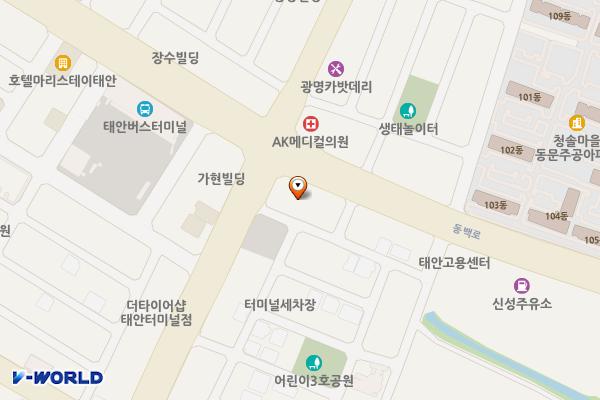 태안 새마을금고 옆 주차장 위치 지도 — 충청남도 태안군 태안읍 동백로 318