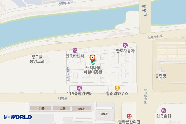 느티나무어린이공원 공영주차장 위치 지도 — 전남광주통합특별시 서구 시청서편로12번길 8