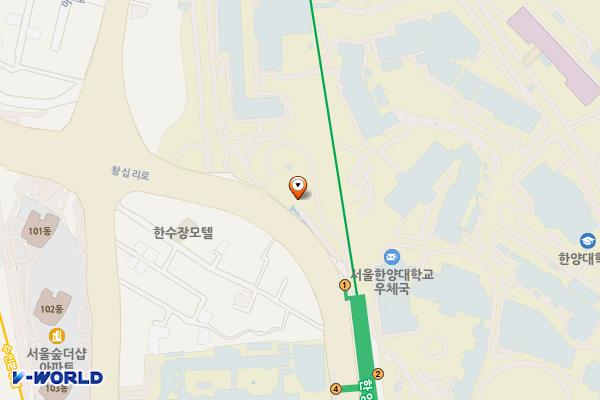 한양대학교(서울캠퍼스) 위치 지도 — 서울특별시 성동구 왕십리로 222