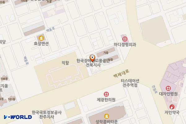 전주 뱅크빌딩타이어뱅크 위치 지도 — 전북특별자치도 전주시 덕진구 백제대로 751
