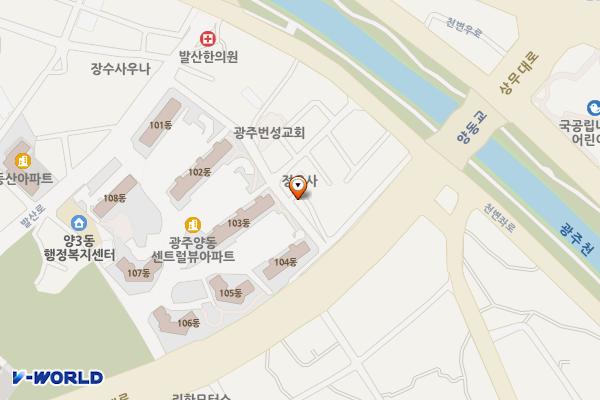 오천마을 재생프로젝트 위치 지도 — 전남광주통합특별시 서구 양동 374-1
