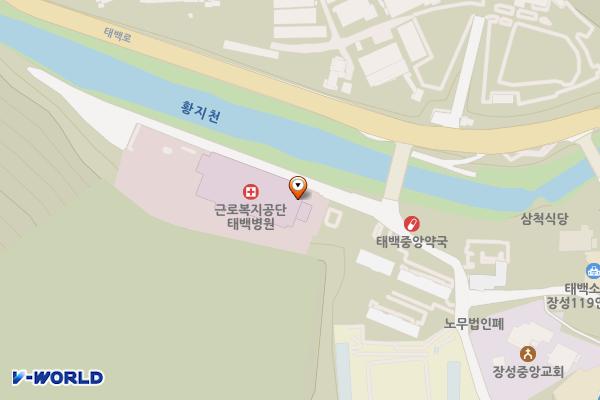 근로복지공단 태백병원 위치 지도 — 강원특별자치도 태백시 보드미길 8