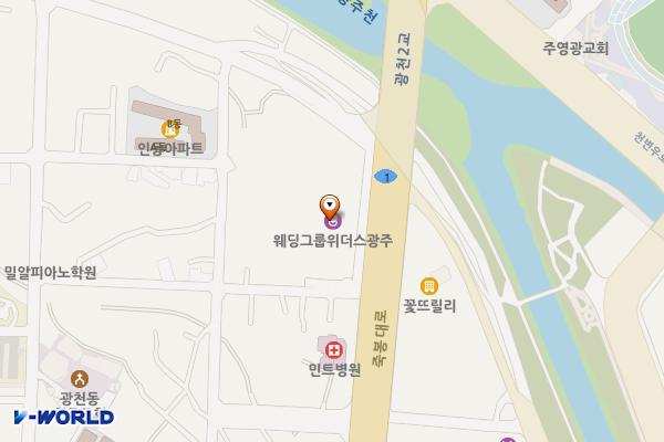 광주 웨딩그룹위더스 위치 지도 — 전남광주통합특별시 서구 죽봉대로 153