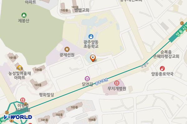 양동 주거환경개선지구 위치 지도 — 전남광주통합특별시 서구 양동 287-7