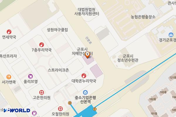 군포 산본원광대병원 위치 지도 — 경기도 군포시 산본로 327