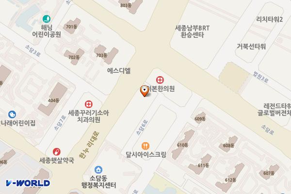 세종 펠리체타워3 위치 지도 — 세종특별자치시 한누리대로 2003
