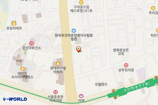 구의 웰츠타워오피스텔 위치 지도 — 서울특별시 광진구 자양로 116