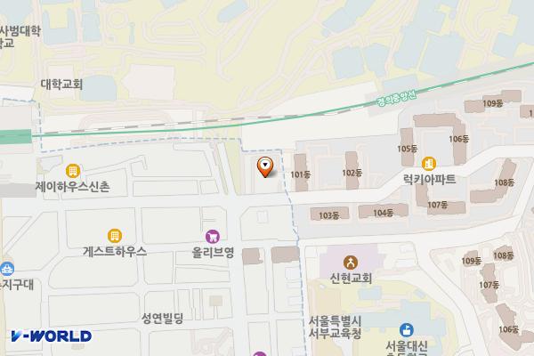 서대문 이대이룸타워 위치 지도 — 서울특별시 서대문구 이화여대길 50-5