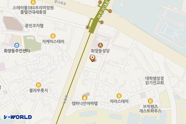 광진 빌리브인테라스오피스텔 위치 지도 — 서울특별시 광진구 능동로 172