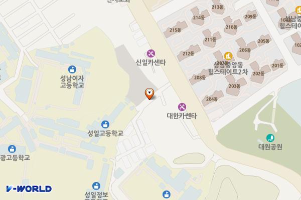 성남동 제1공영주차장 위치 지도 — 경기도 성남시 중원구 시민로77번길 6
