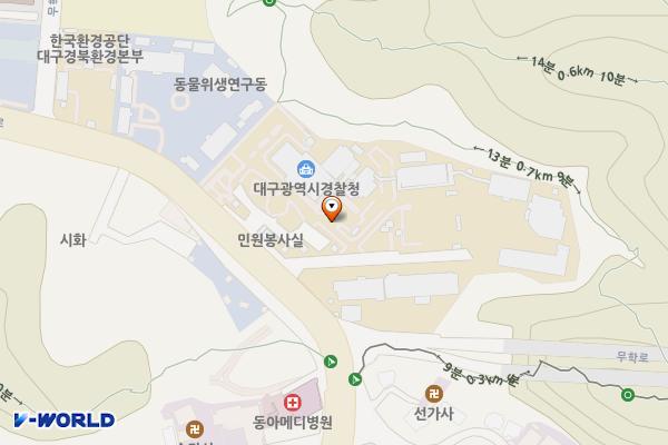 대구 경찰청 민원 주차장 위치 지도 — 대구광역시 수성구 무학로 227