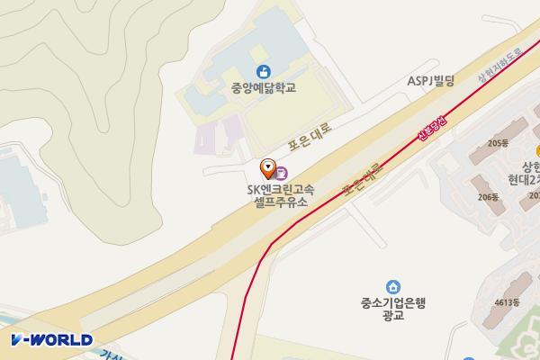 HD현대오일뱅크 수지현대셀프주유소 위치 지도 — 경기도 용인시 수지구 포은대로 95