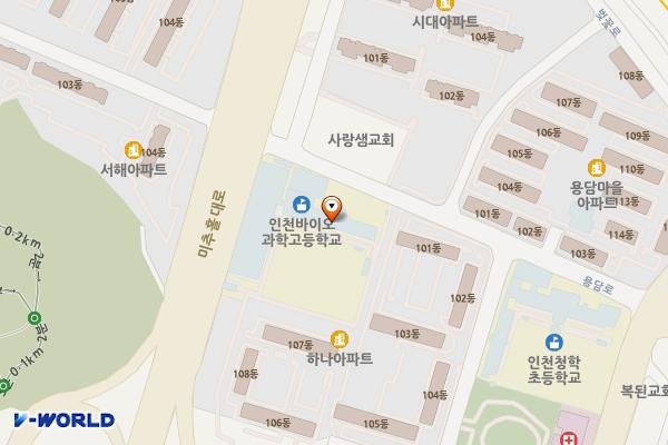 인천바이오과학고등학교 위치 지도 — 인천광역시 연수구 용담로 12