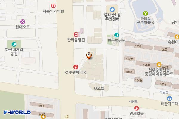 라베호텔 위치 지도 — 전북특별자치도 전주시 완산구 한두평2길 8-5