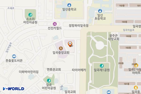 일곡중앙교회(광주) 위치 지도 — 전남광주통합특별시 북구 일곡로49번길 55