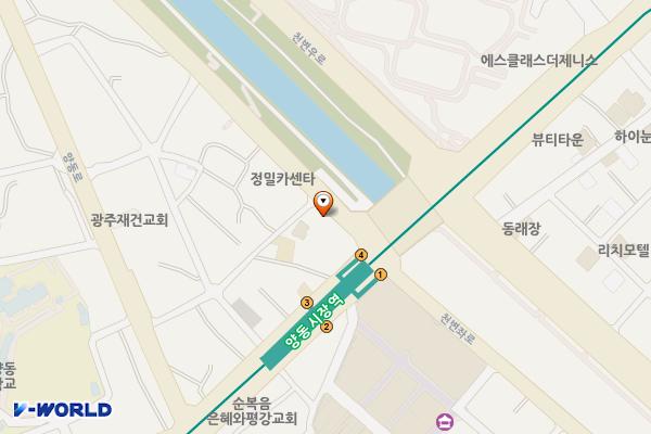 양동복개상가상하부주차장 위치 지도 — 전남광주통합특별시 서구 천변좌로 243