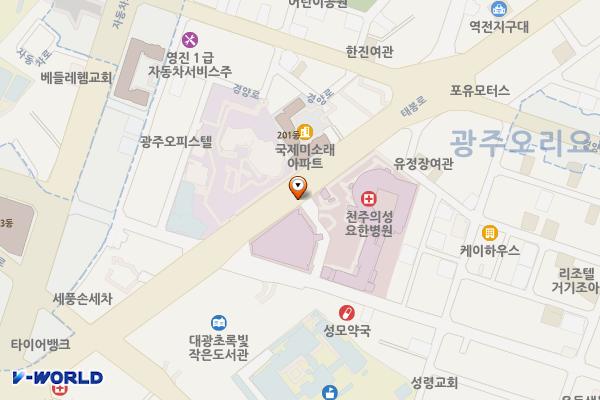 천주의성요한병원(광주) 위치 지도 — 전남광주통합특별시 북구 태봉로 32